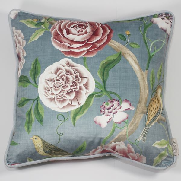 Chinoiserie Garden Cushion - Slate Blue